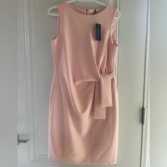 Tommy Hilfiger Womens Sleeveless Bateau Neck Solid Salon Stretch Dress